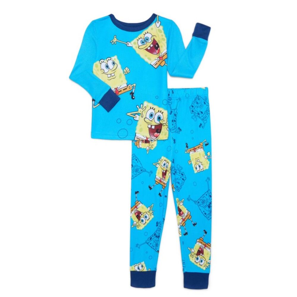 NEW NWT Boys Sz 4 Snug Fitting SPONGEBOB Soft Stretchy Lounge Pajamas 2 Pc Set